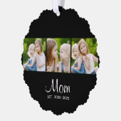 Mom Established Modern Script Black 3 Photo  オーナメントカード (左)