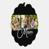 Mom Established Modern Script Black 3 Photo オーナメントカード (右)