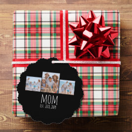 Mom Established Modern Script Black 3 Photo オーナメントカード