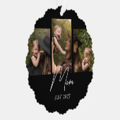 Mom Established Modern Script Black 3 Photo オーナメントカード (右)