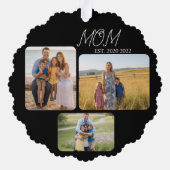 Mom Established Modern Script Black 3 Photo オーナメントカード (裏面)
