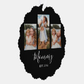 Mom Established Modern Script Black 3 Photo オーナメントカード (右)