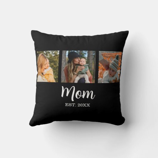 Mom Established Modern Script Black 3 Photo クッション (裏面)