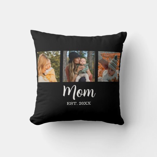 Mom Established Modern Script Black 3 Photo クッション (正面)