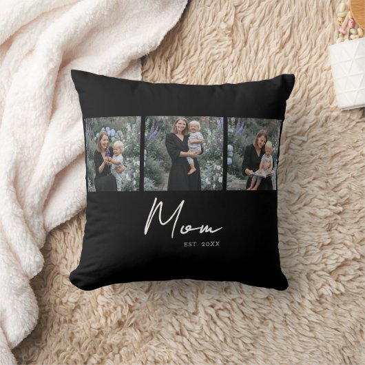 Mom Established Modern Script Black 3 Photo クッション (ブランケット)