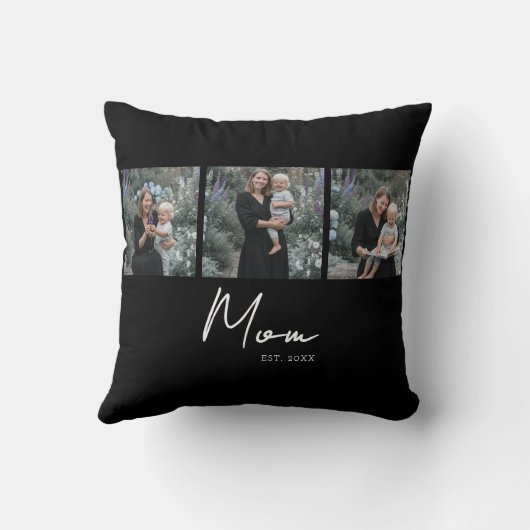 Mom Established Modern Script Black 3 Photo クッション (裏面)