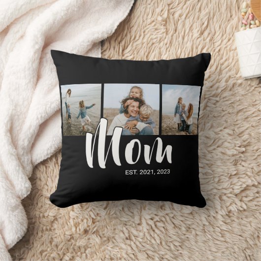 Mom Established Modern Script Black 3 Photo クッション (ブランケット)