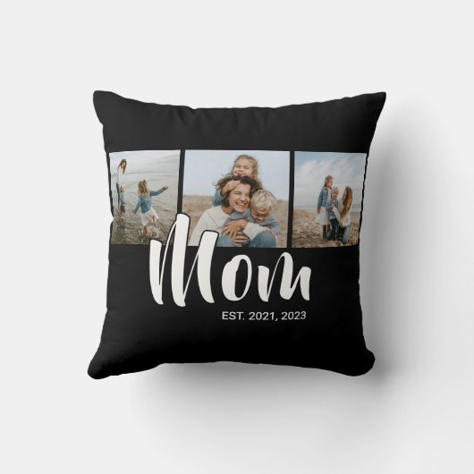 Mom Established Modern Script Black 3 Photo クッション (裏面)