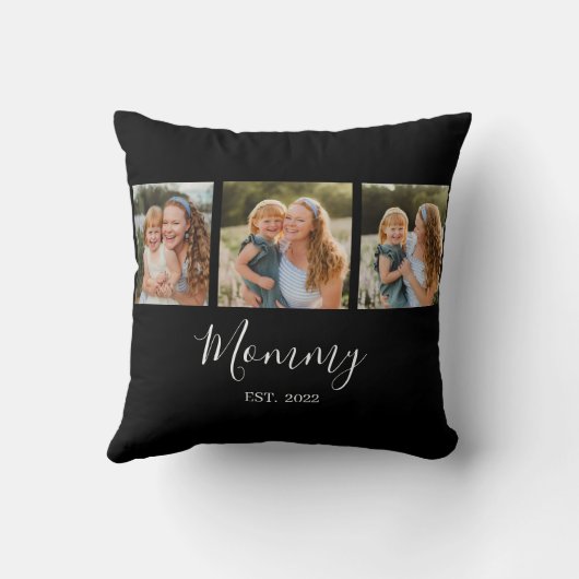 Mom Established Modern Script Black 3 Photo クッション (裏面)