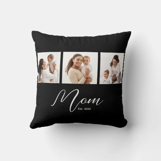 Mom Established Modern Script Black 3 Photo クッション (裏面)