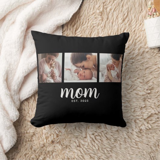 Mom Established Modern Script Black 3 Photo クッション (ブランケット)