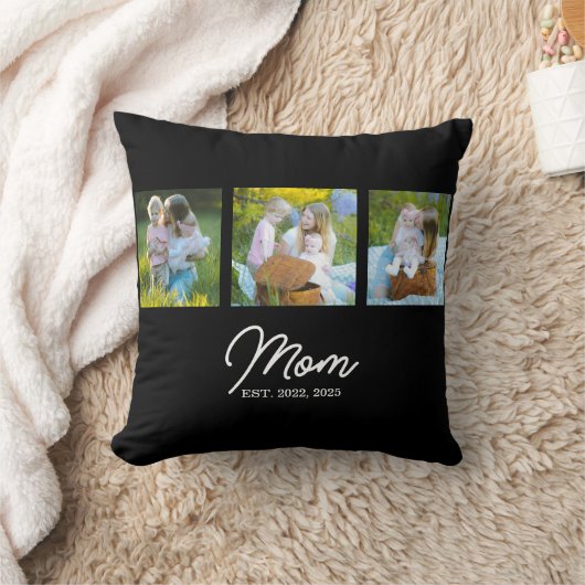 Mom Established Modern Script Black 3 Photo クッション (ブランケット)