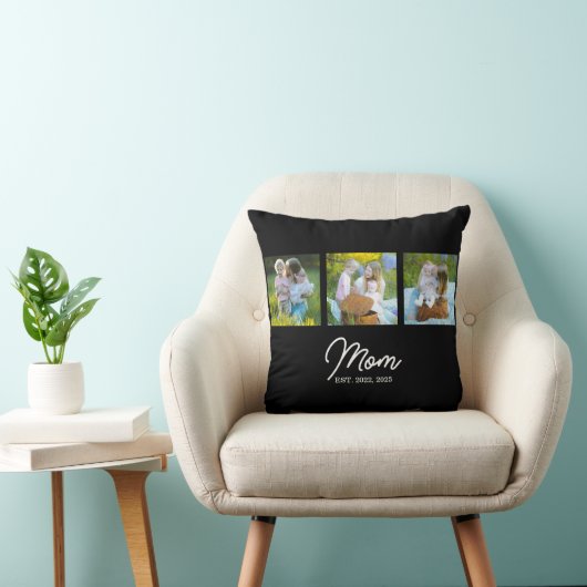 Mom Established Modern Script Black 3 Photo クッション (椅子)