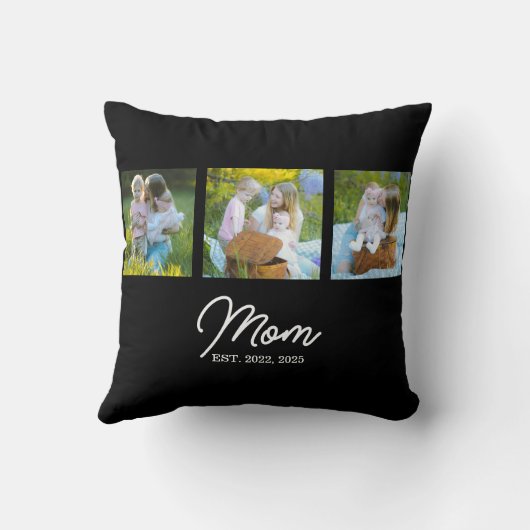 Mom Established Modern Script Black 3 Photo クッション (裏面)