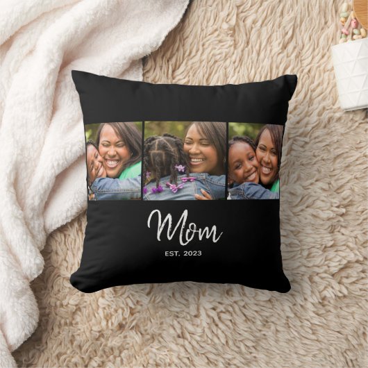 Mom Established Modern Script Black 3 Photo クッション (ブランケット)