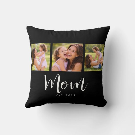 Mom Established Modern Script Black 3 Photo クッション (裏面)