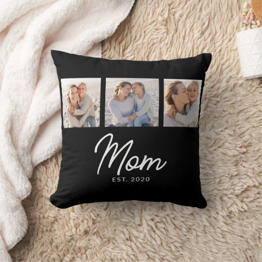 Mom Established Modern Script Black 3 Photo クッション (ブランケット)