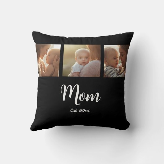 Mom Established Modern Script Black 3 Photo クッション (裏面)