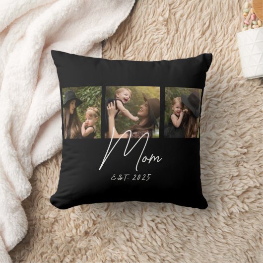 Mom Established Modern Script Black 3 Photo クッション (ブランケット)