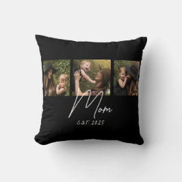 Mom Established Modern Script Black 3 Photo クッション