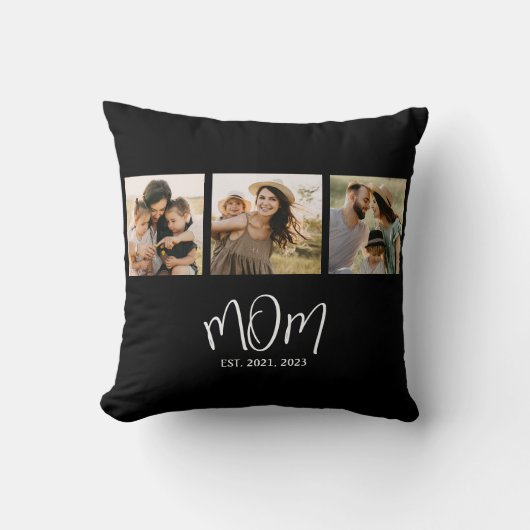 Mom Established Modern Script Black 3 Photo クッション (正面)