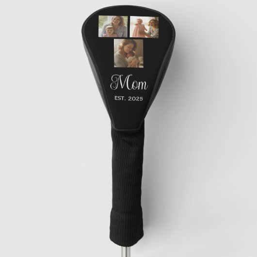 Mom Established Modern Script Black 3 Photo ゴルフヘッドカバー (正面)