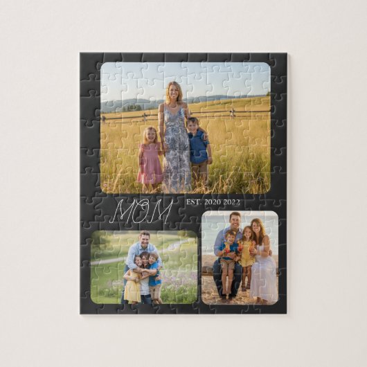 Mom Established Modern Script Black 3 Photo ジグソーパズル (縦)