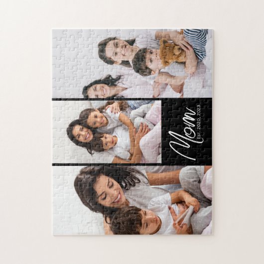 Mom Established Modern Script Black 3 Photo ジグソーパズル (縦)