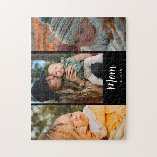 Mom Established Modern Script Black 3 Photo ジグソーパズル (縦)
