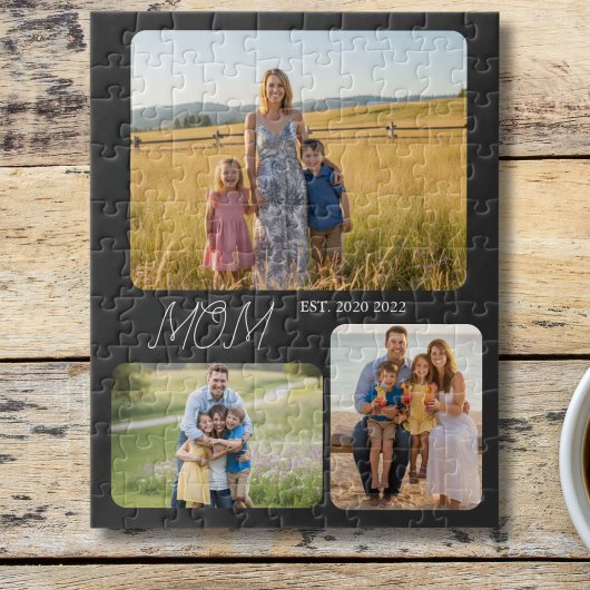 Mom Established Modern Script Black 3 Photo ジグソーパズル