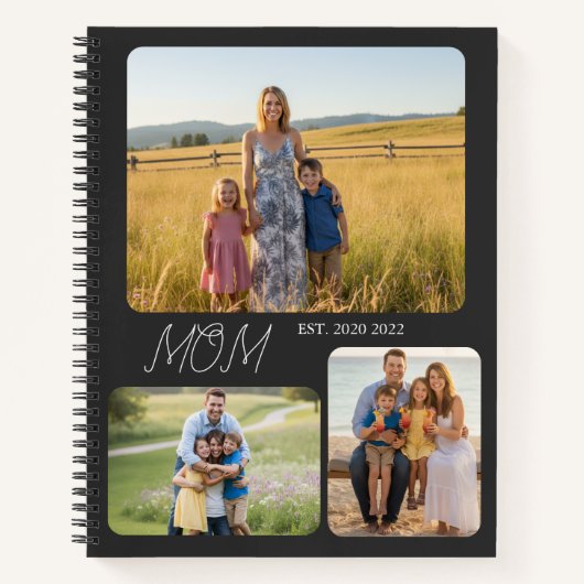 Mom Established Modern Script Black 3 Photo ノートブック (正面)
