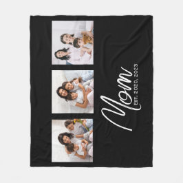 Mom Established Modern Script Black 3 Photo フリースブランケット