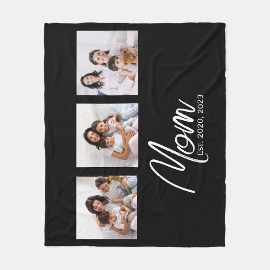 Mom Established Modern Script Black 3 Photo フリースブランケット (正面)