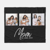 Mom Established Modern Script Black 3 Photo フリースブランケット (正面(横))