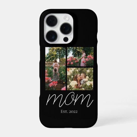 Mom Established Modern Script Black 3 Photo Case iPhoneケース (裏面)