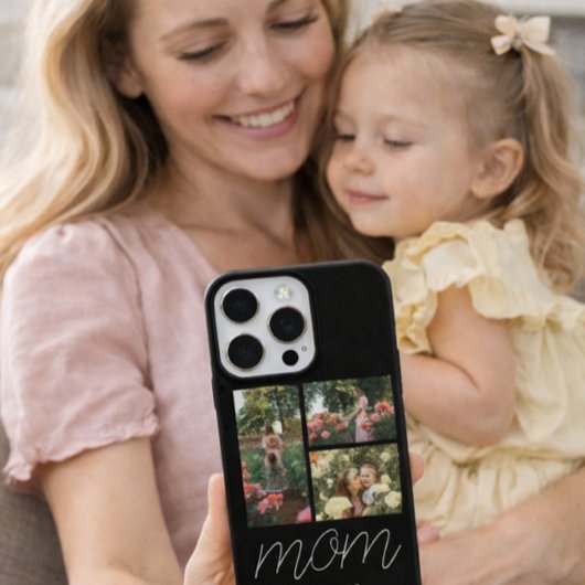Mom Established Modern Script Black 3 Photo Case iPhoneケース