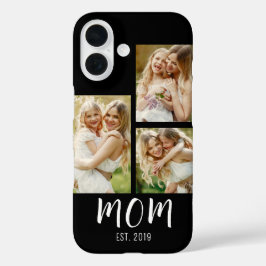 Mom Established Modern Script Black 3 Photo iPhone 16ケース