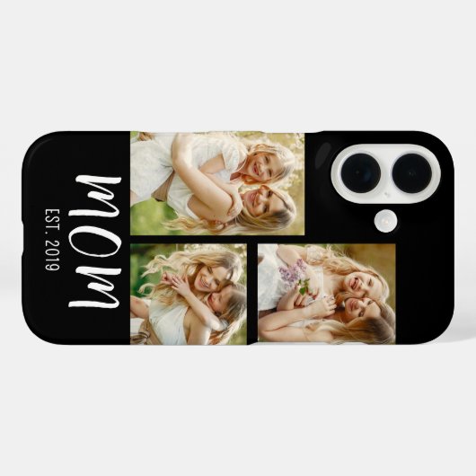 Mom Established Modern Script Black 3 Photo Case-Mate iPhoneケース (裏面 (横))