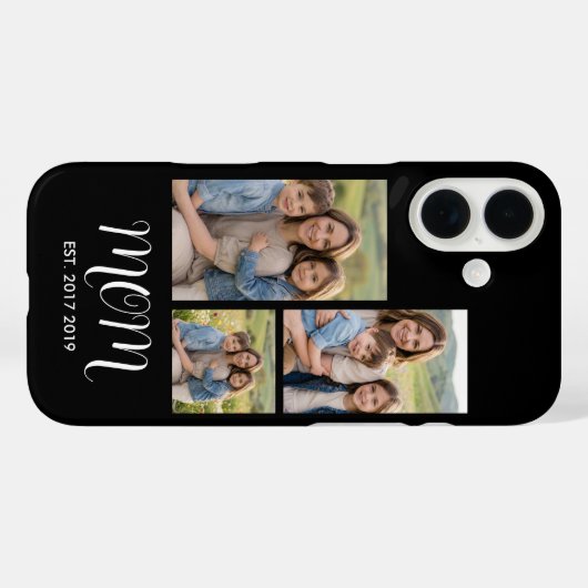 Mom Established Modern Script Black 3 Photo Case-Mate iPhoneケース (裏面 (横))