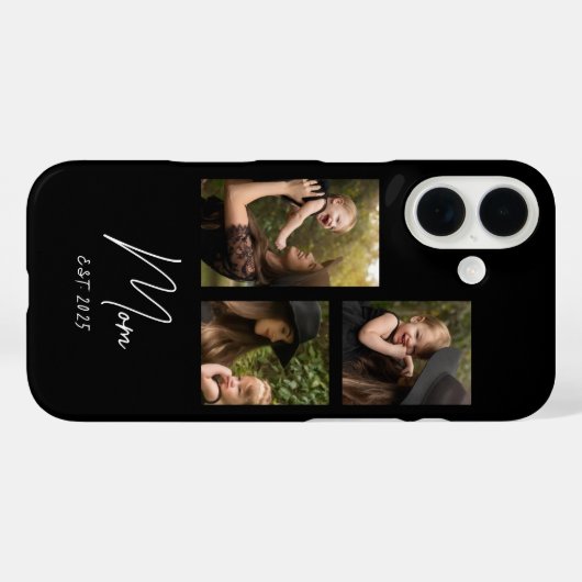 Mom Established Modern Script Black 3 Photo Case-Mate iPhoneケース (裏面 (横))