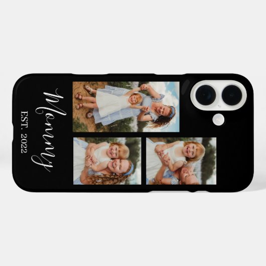 Mom Established Modern Script Black 3 Photo Case-Mate iPhoneケース (裏面 (横))