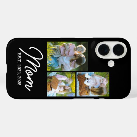 Mom Established Modern Script Black 3 Photo Case-Mate iPhoneケース (裏面 (横))