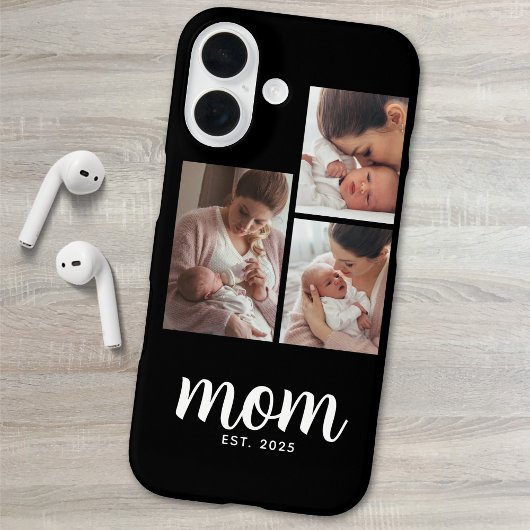 Mom Established Modern Script Black 3 Photo Case-Mate iPhoneケース