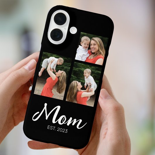 Mom Established Modern Script Black 3 Photo Case-Mate iPhoneケース