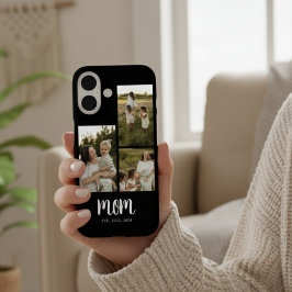 Mom Established Modern Script Black 3 Photo iPhone 16ケース
