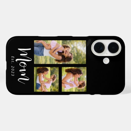 Mom Established Modern Script Black 3 Photo Case-Mate iPhoneケース (裏面 (横))