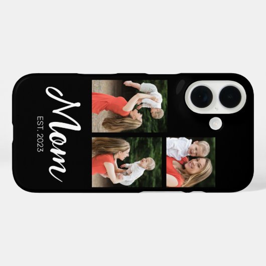 Mom Established Modern Script Black 3 Photo Case-Mate iPhoneケース (裏面 (横))
