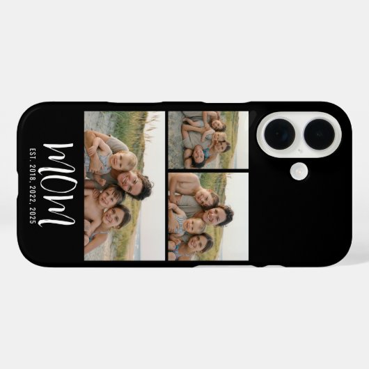 Mom Established Modern Script Black 3 Photo Case-Mate iPhoneケース (裏面 (横))