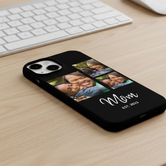 Mom Established Modern Script Black 3 Photo iPhoneケース