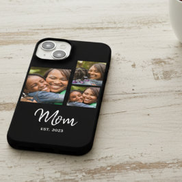 Mom Established Modern Script Black 3 Photo iPhone 14ケース
